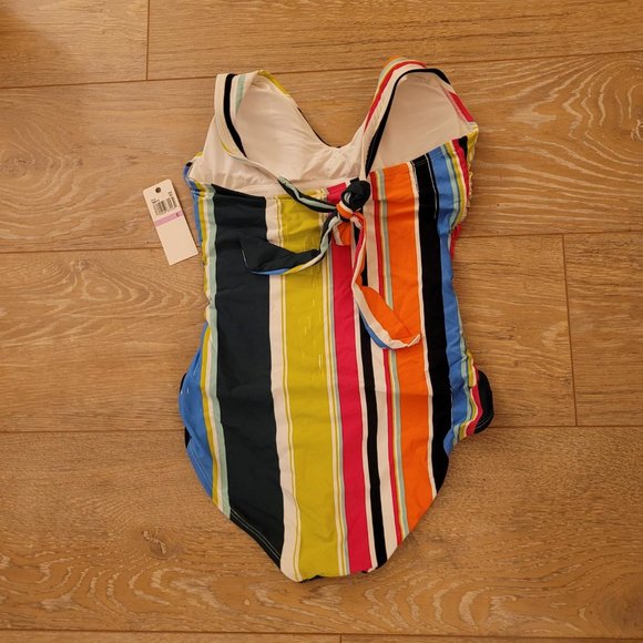 134. Anne Cole one piece swimsuit. Multi color striped. Size 6. NWT - Picture 2 of 4